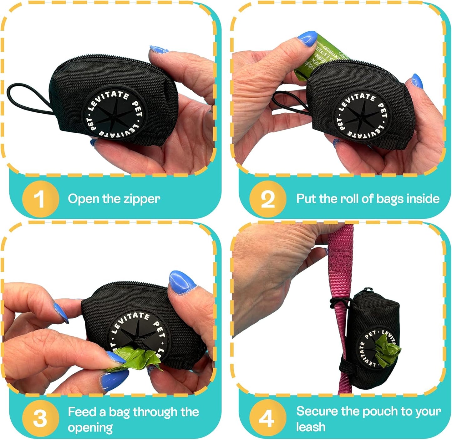 Leash Pouch Poop Bag Dispenser (Small, Black)