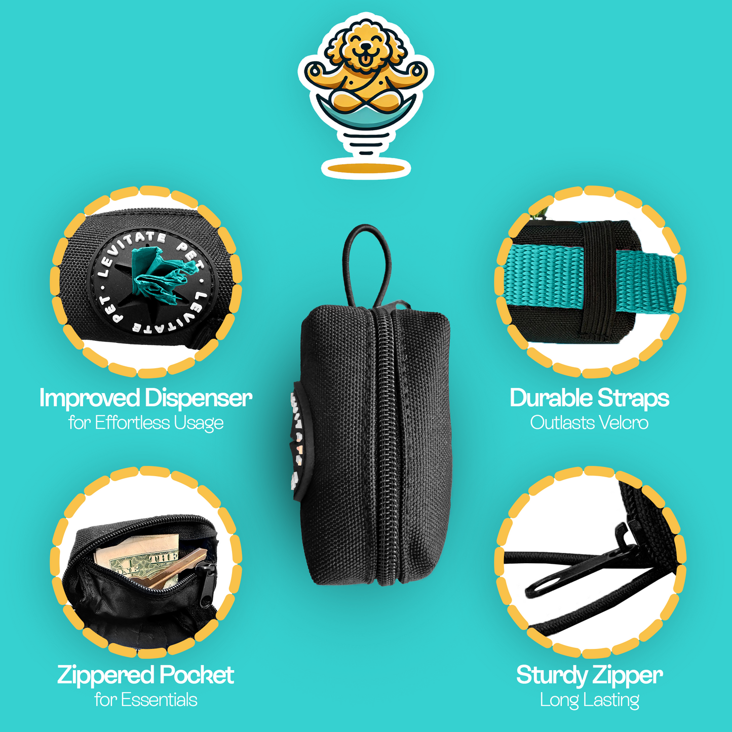 Leash Pouch Poop Bag Dispenser (Small, Black)